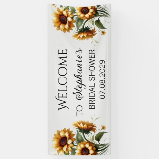 Zonnebloemen Gele Bloemen Rustieke Bruiloft Feest Spandoek (Verticaal)