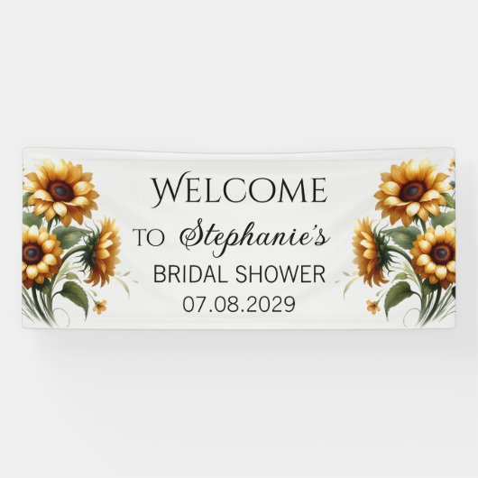 Zonnebloemen Gele Bloemen Rustieke Bruiloft Feest Spandoek (Horizontaal)