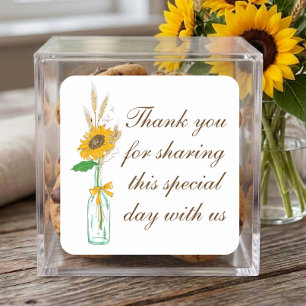 Zonnebloemen Gele Bloemige Landelijke Trouw Dank J Vierkante Sticker