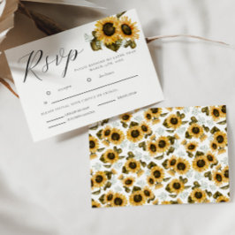 Zonnebloemen Gele Floral Wedding RSVP Kaart