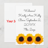 Zonnebloemen Gele Geboorteaankondiging 4Kate Kaart (Voorkant / Achterkant)