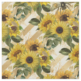 Zonnebloemen Gele gouden Stripes Waterverf Stof