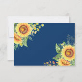 Zonnebloemen Gele marine Blue Rustic Wedding RSVP (Achterkant)