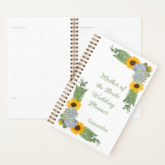 Zonnebloemen Gele moeder van de bruidbruidbruinpla Planner (Display)