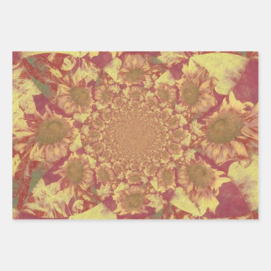 Zonnebloemen Gele ontkleurde Waterverf Floral Art Inpakpapier Vel (Voorkant 2)