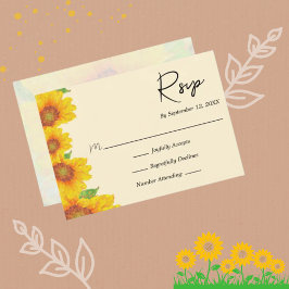 Zonnebloemen Gele Painterly Floral Weddenschap RSVP Kaartje