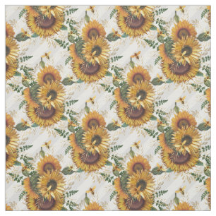 Zonnebloemen Gele Waterverf Bouquet Stripes Stof