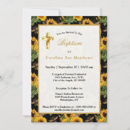 Zonnebloemen Gele zwarte bijen Bouquet Baptisme Kaart