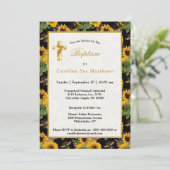 Zonnebloemen Gele zwarte bijen Bouquet Baptisme Kaart (Staand voorkant)