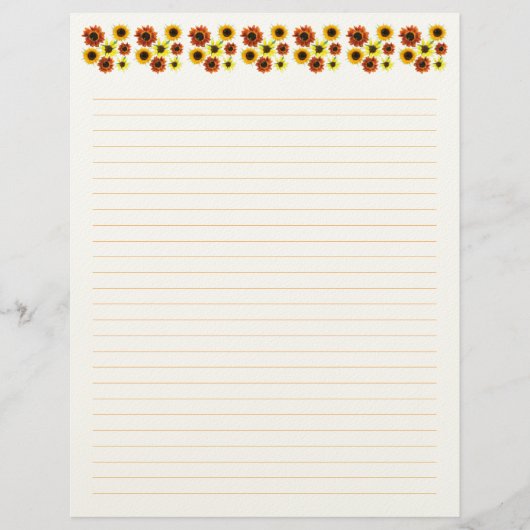 Zonnebloemen Gelinieerd Briefpapier Briefhoofd (Voorkant)