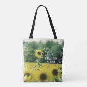 Zonnebloemen geloof groter dan angst tote bag (Achterkant)