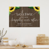 Zonnebloemen gelukkig altijd na bruiloft Welkomstb Poster (Keuken)