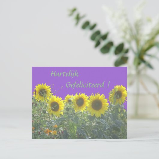 Zonnebloemen Gelukkige Verjaardag in het Nederland Briefkaart (Staand voorkant)
