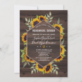 Zonnebloemen Geometrische houtrepetitie Dinner Kaart