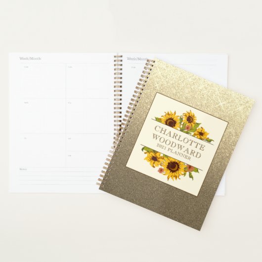 Zonnebloemen gepersonaliseerd 2021 planner (Display)