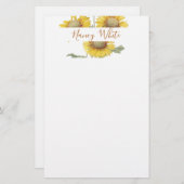 Zonnebloemen gepersonaliseerd briefpapier (Voorkant / Achterkant)