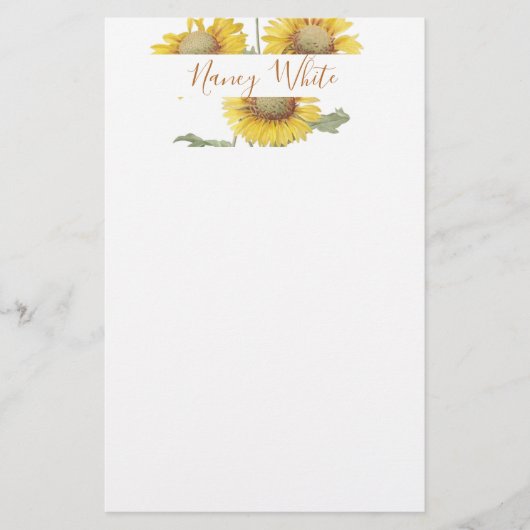Zonnebloemen gepersonaliseerd briefpapier (Voorkant)