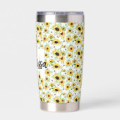 Zonnebloemen gepersonaliseerd monogram geïsoleerde drinkbeker (Achterkant)
