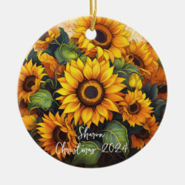Zonnebloemen gepersonaliseerd Ornament