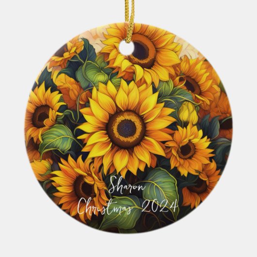 Zonnebloemen gepersonaliseerd Ornament (Voorkant)