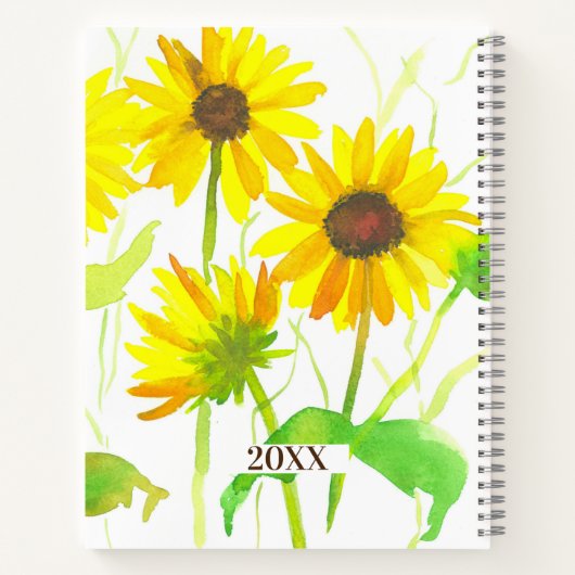 Zonnebloemen gepersonaliseerde aangepaste naam tij notitieboek (Achterkant)