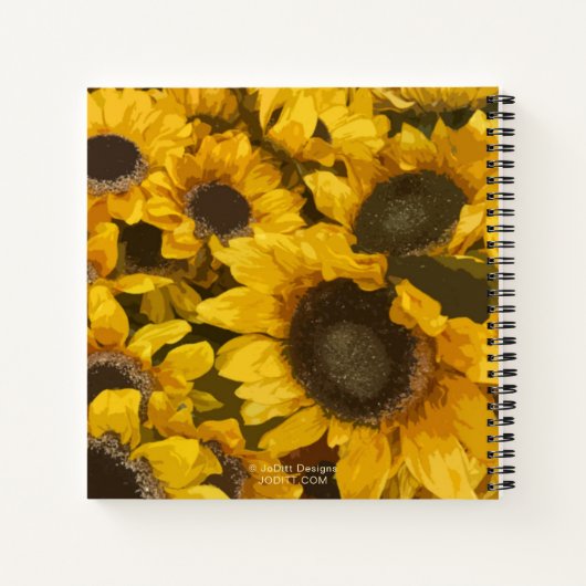 Zonnebloemen, gepersonaliseerde Waterverf van het  Notitieboek (Achterkant)