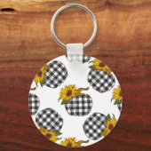 Zonnebloemen, geruite pompoen, boerderij decor sleutelhanger (Voorkant)