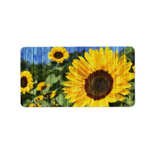 Zonnebloemen Geschilderd Hek Etiket