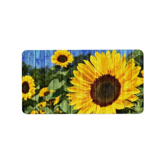 Zonnebloemen Geschilderd Hek Etiket (Voorkant)