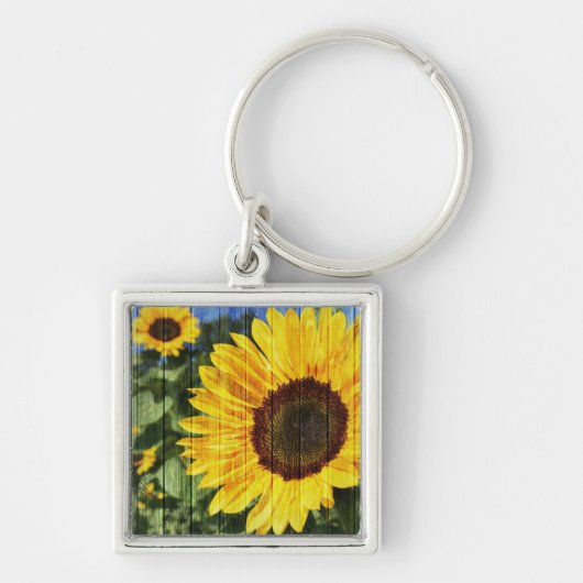 Zonnebloemen Geschilderd Hek Sleutelhanger (Voorkant)