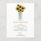 Zonnebloemen Geslacht Neutrale Baby shower Uitnodi (Voorkant)