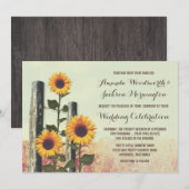 Zonnebloemen gesneden hek post bruiloft uitnodigin kaart (Voorkant / Achterkant)