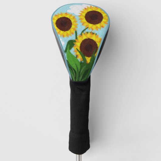Zonnebloemen, geverfd golfheadcover (Voorkant)