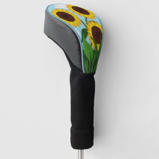 Zonnebloemen, geverfd golfheadcover (Schuin)