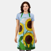 Zonnebloemen, geverfd schort (Gedragen)