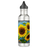 Zonnebloemen, geverfd waterfles  (Links)