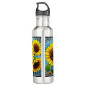 Zonnebloemen, geverfd waterfles  (Achterkant)
