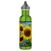 Zonnebloemen, geverfd waterfles  (Rechts)