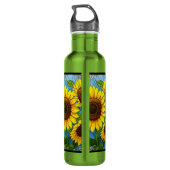 Zonnebloemen, geverfd waterfles  (Achterkant)