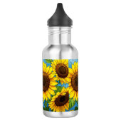 Zonnebloemen, geverfd waterfles (Links)