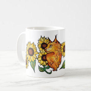 Zonnebloemen Ginger Maine Coon Cat Koffiemok