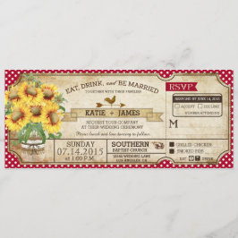 Zonnebloemen Gingham Check Country Picnic Wedding Kaart