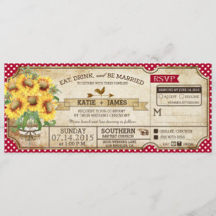 Zonnebloemen Gingham Check Country Picnic Wedding Kaart
