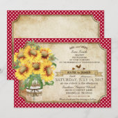 Zonnebloemen Gingham Check Country Picnic Wedding Kaart (Voorkant / Achterkant)