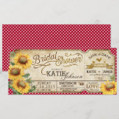 Zonnebloemen Gingham Country Picnic Vrijgezellenfe Save The Date (Voorkant / Achterkant)
