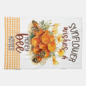 Zonnebloemen Gingham Honingbijen Theedoek (Horizontaal)
