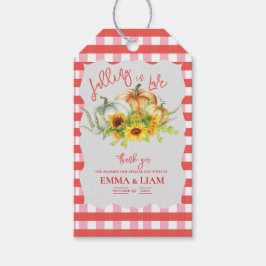 Zonnebloemen & Gingham Landelijke Pompoen Herfst B Cadeaulabel