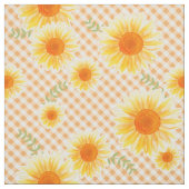 Zonnebloemen Gingham Stof (Swatch)