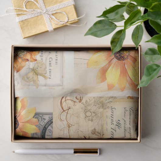 Zonnebloemen & Girly Dreams Collage Tissue Paper Tissuepapier (Geschenk)