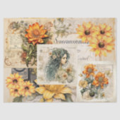 Zonnebloemen & Girly Dreams Collage Tissue Paper Tissuepapier (Voorkant)